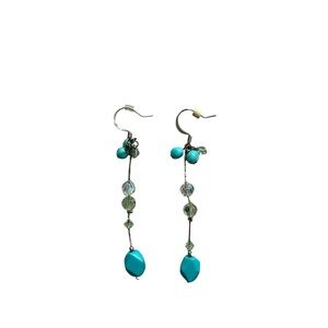 Chic Turquoise and Crystal Drop Earrings